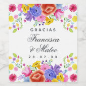 Waterverf Floral Spain Fiesta Wedding Wijn Etiket (Enkel label)