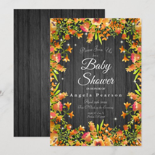 Waterverf Floral Sparkles Kaart (Voorkant / Achterkant)