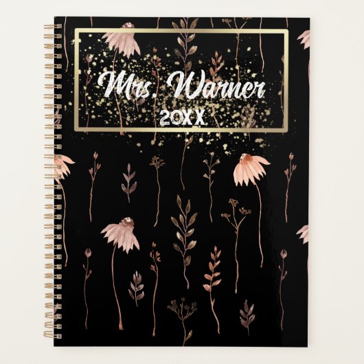 Waterverf Floral Specialized Teacher Gift Boho Planner (Voorkant)