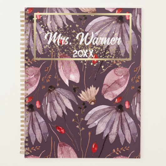 Waterverf Floral Specialized Teacher Gift Boho Planner (Voorkant)