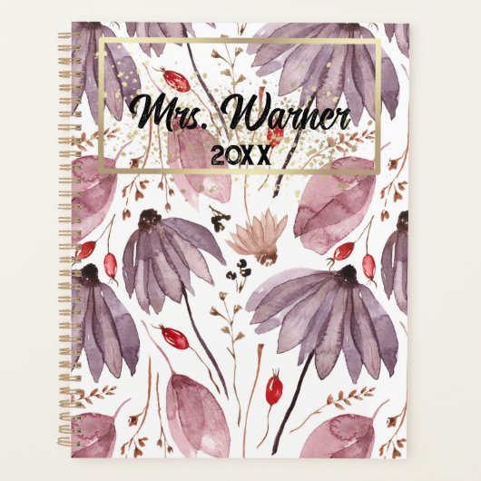 Waterverf Floral Specialized Teacher Gift Boho Planner (Voorkant)