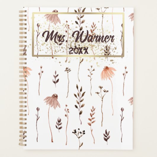 Waterverf Floral Specialized Teacher Gift Planne Planner (Voorkant)