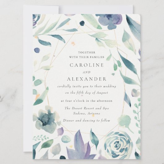 Waterverf Floral Speckletone bruiloft Kaart (Voorkant)