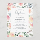 Waterverf Floral Spring Baby Girl Baby shower Uitnodiging Briefkaart (Voorkant)