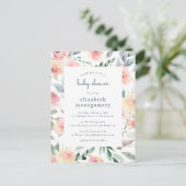 Waterverf Floral Spring Baby Girl Baby shower Uitnodiging Briefkaart (Staand voorkant)