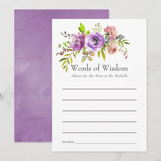 Waterverf Floral Spring Baby shower Advieskaart (Voorkant / Achterkant)