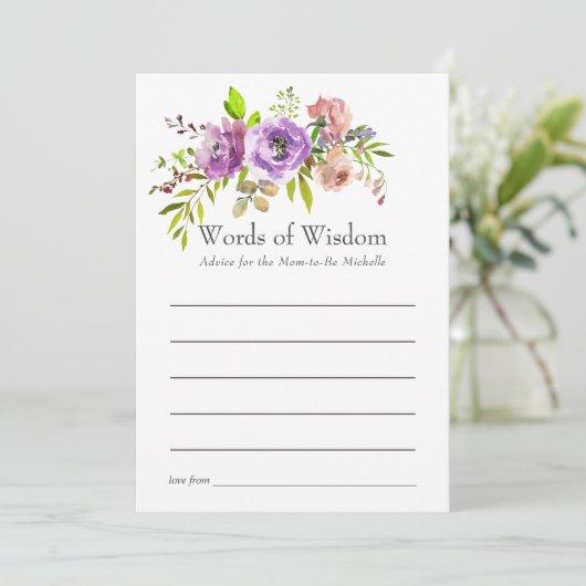 Waterverf Floral Spring Baby shower Advieskaart (Staand voorkant)