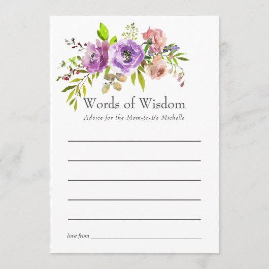 Waterverf Floral Spring Baby shower Advieskaart (Voorkant)