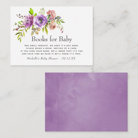 Waterverf Floral Spring Baby shower Book Request Informatiekaartje (Voorkant / Achterkant)