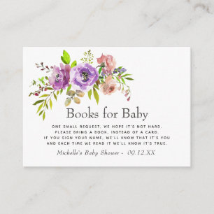 Waterverf Floral Spring Baby shower Book Request Informatiekaartje