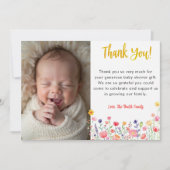 Waterverf Floral Spring Baby shower Dank u auto Bedankkaart (Voorkant)
