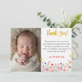 Waterverf Floral Spring Baby shower Dank u auto Bedankkaart (Staand voorkant)