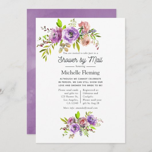 Waterverf Floral Spring Baby shower per Mail Kaart (Voorkant / Achterkant)