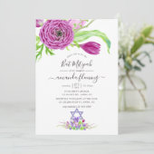 Waterverf Floral Spring Bat Mitzvah Kaart (Staand voorkant)