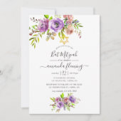Waterverf Floral Spring Bat Mitzvah Kaart (Voorkant)