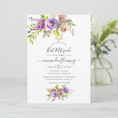 Waterverf Floral Spring Bat Mitzvah Kaart (Staand voorkant)