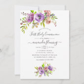 Waterverf Floral Spring First Heilige Communie Kaart (Voorkant)