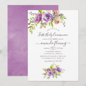 Waterverf Floral Spring First Heilige Communie Kaart (Voorkant / Achterkant)