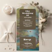 Waterverf Floral Spring Mountains Wedding All In One Uitnodiging
