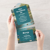 Waterverf Floral Spring Mountains Wedding All In One Uitnodiging (Afscheurbaar)