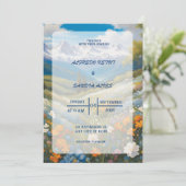 Waterverf Floral Spring Mountains Wedding Kaart (Staand voorkant)