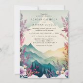 Waterverf Floral Spring Mountains Wedding Kaart (Voorkant)