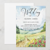 Waterverf Floral Spring Mountains Wedding Kaart (Voorkant / Achterkant)