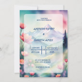 Waterverf Floral Spring Mountains Wedding Kaart (Voorkant)