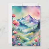 Waterverf Floral Spring Mountains Wedding Kaart (Achterkant)