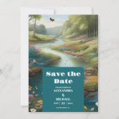 Waterverf Floral Spring Mountains Wedding Save The Date (Voorkant)