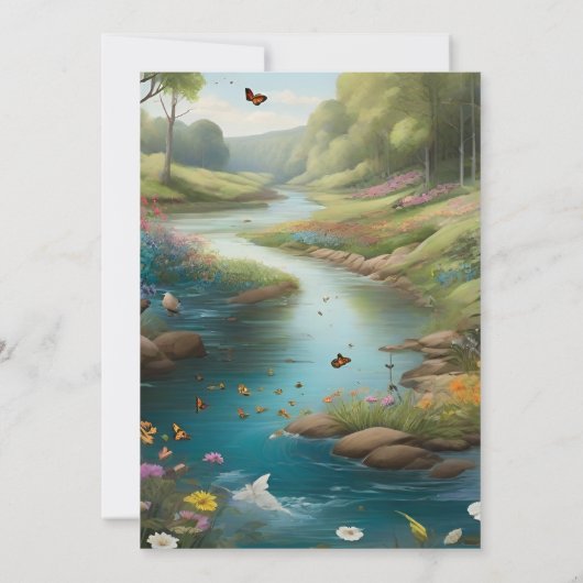 Waterverf Floral Spring Mountains Wedding Save The Date (Achterkant)