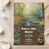 Waterverf Floral Spring Mountains Wedding Save The Date