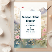 Waterverf Floral Spring Mountains Wedding Save The Date