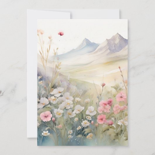 Waterverf Floral Spring Mountains Wedding Save The Date (Achterkant)