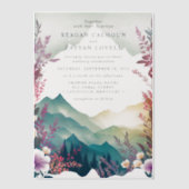 Waterverf Floral Spring Mountains Wedding Vellum Uitnodigingen (Voorkant)