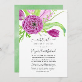 Waterverf Floral Spring Online Virtual Wedding Kaart