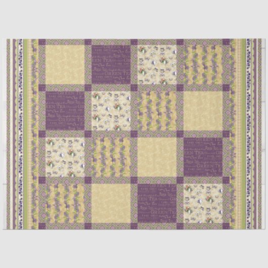 Waterverf Floral Spring Paars Quilt Decoupage Tissuepapier (Voorkant)