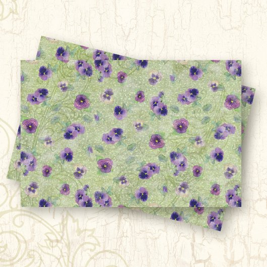 Waterverf Floral Spring Paarse Pansy Decoupage Tissuepapier