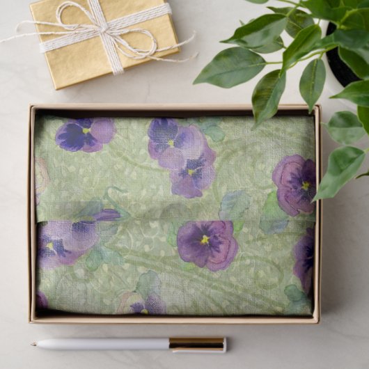 Waterverf Floral Spring Paarse Pansy Decoupage Tissuepapier (Geschenk)