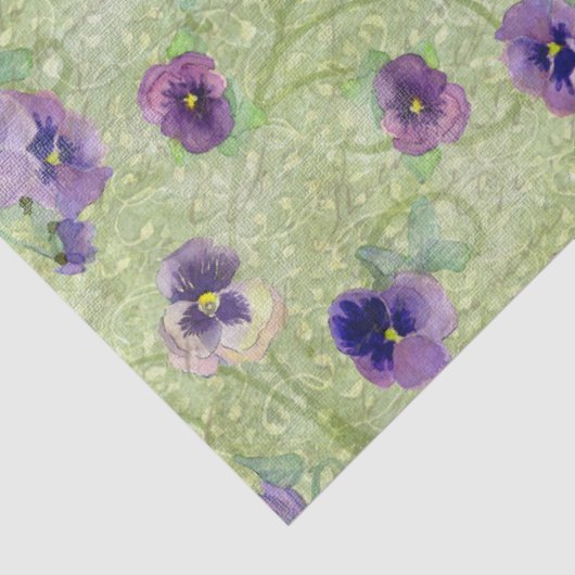 Waterverf Floral Spring Paarse Pansy Decoupage Tissuepapier (Detail)