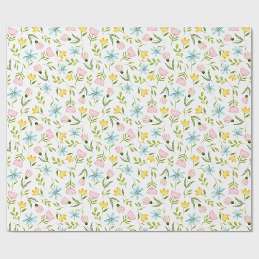 Waterverf Floral Spring Pattern Cadeaupapier (Vlak)