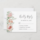 Waterverf Floral Spring Peach Blush Wedding RSVP Kaartje (Voorkant)
