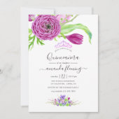 Waterverf Floral Spring Quinceañera Kaart (Voorkant)