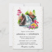 Waterverf Floral Spring Waterfall Bruiloft Kaart (Voorkant)