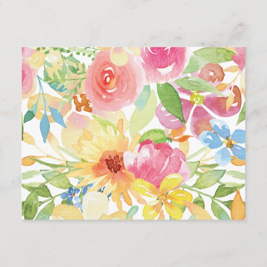 Waterverf Floral Spring Wedding Enclosure Card Informatiekaartje (Achterkant)