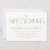 Waterverf Floral Spring Wedding Invitation Kaart (Voorkant)