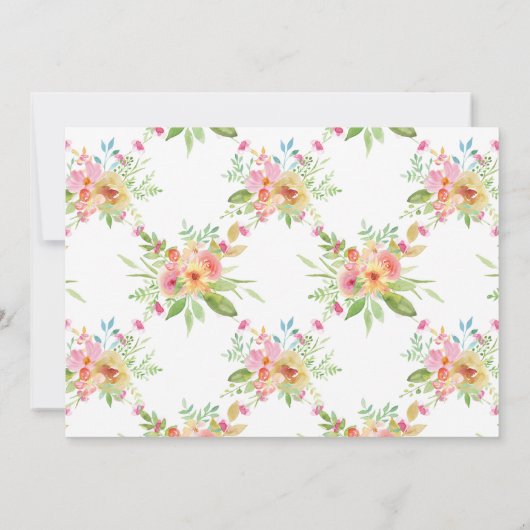 Waterverf Floral Spring Wedding Invitation Kaart (Achterkant)