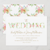 Waterverf Floral Spring Wedding Invitation Kaart (Voorkant / Achterkant)