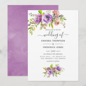 Waterverf Floral Spring Wedding Kaart (Voorkant / Achterkant)