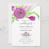 Waterverf Floral Spring Wedding Kaart (Voorkant)